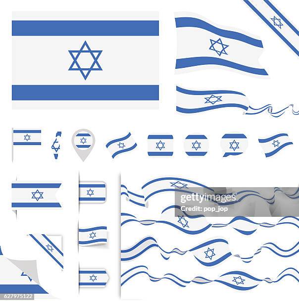 israel flag set - israeli flag 幅插畫檔、美工圖案、卡通及圖標