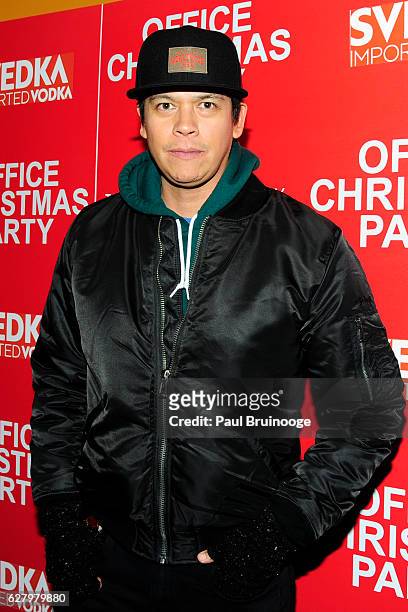 Chaske Spencer attends the Paramount Pictures with Paramount Pictures with The Cinema Society & Svedka Host a Screening of "Office Christmas Party"...