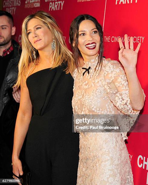 Jennifer Aniston and Olivia Munn attend the Paramount Pictures with Paramount Pictures with The Cinema Society & Svedka Host a Screening of "Office...