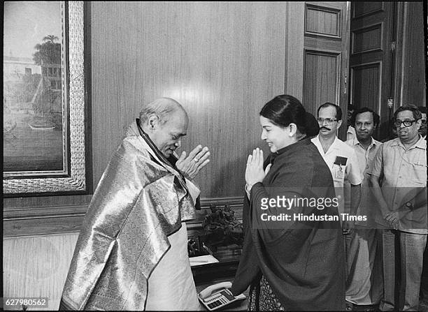 Tamil Nadu Chief Minister J Jayalalithaa with Prime Minister Narasimha Rao on July 16, 1991 in New Delhi, India. Tamil Nadu Chief Minister J...