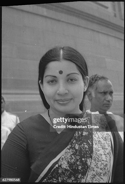 Rajya Sabha MP J Jayalalithaa at Parlaiment on April 9, 1984 in New Delhi, India. Tamil Nadu Chief Minister J Jayalalithaa suffered a cardiac arrest...