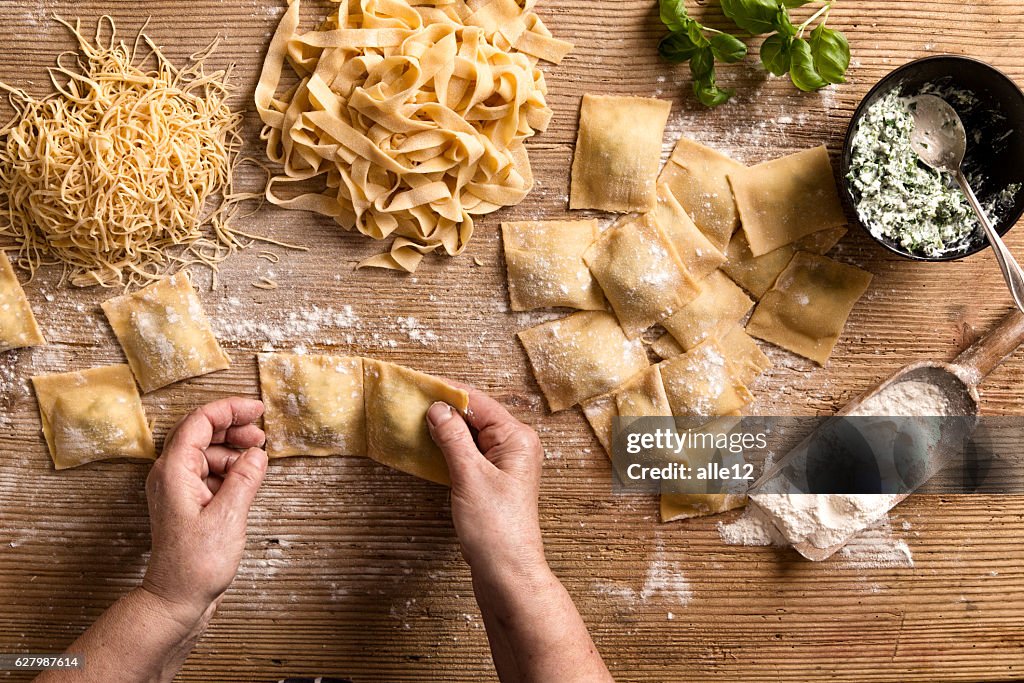 Woman making pasta