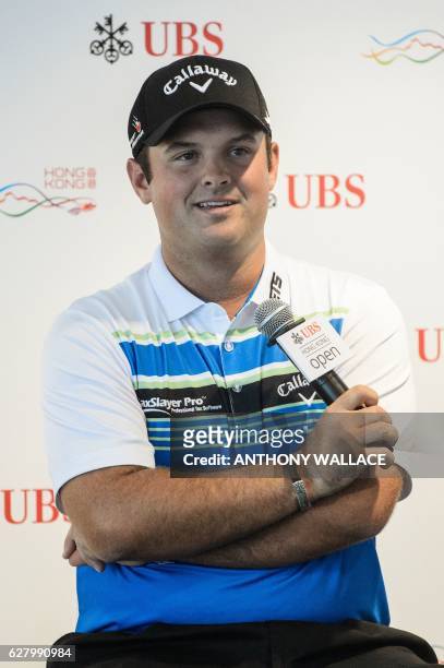 Golfer Patrick Reed smiles during a press conference in Hong Kong on December 6 ahead of the Hong Kong Open golf tournament. - Reed on December 6...