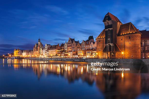 gdansk old town at night - gdansk stock pictures, royalty-free photos & images