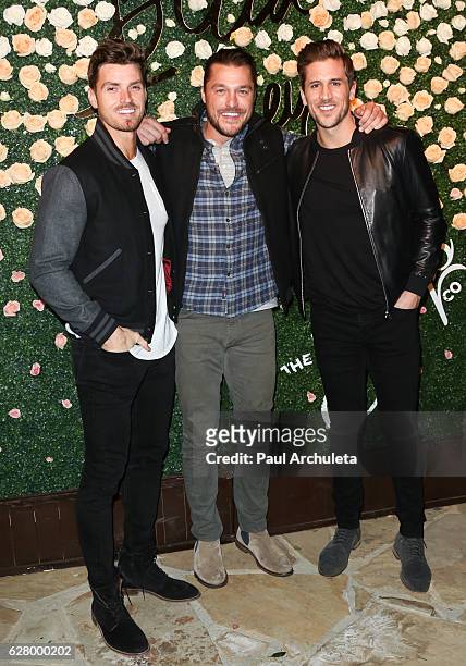 Reality TV Personalities Luke Pell, Chris Soules and Jordan Rodgers attend Becca Tilley's Blog and YouTube launch party at The Bachelor Mansion on...