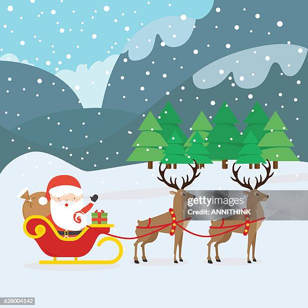 santa claus and sleigh - sled stock illustrations