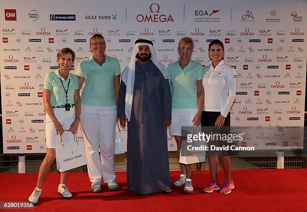Belen Mozo of Spain and teh second place team in teh afternoon pro-am as a preview for the 2016 Omega Dubai Ladies Masters on the Majlis Course at...
