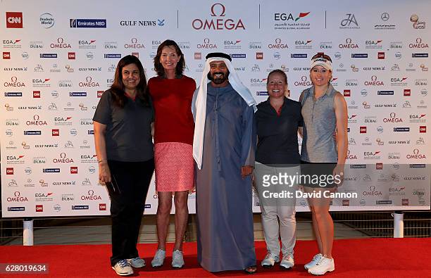 Jody Ewart Shadoff of England and the third place team in the afternon pro-am as a preview for the 2016 Omega Dubai Ladies Masters on the Majlis...