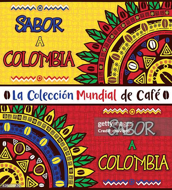 sabor a colombia, taste of colombia. hand drawn illustrations set - colombia stock illustrations