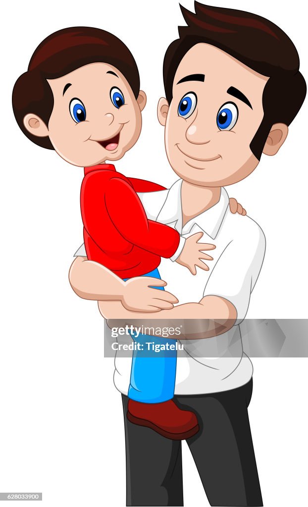 Padre E Hijo De Dibujos Animados Jugando Juntos Ilustración de stock -  Getty Images
