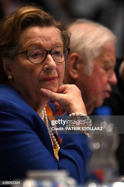 German politician Kurt Biedenkopf and his wife Ingrid Biedenkopf follows a speech during conservative Christian Democratic Union party's congress in...