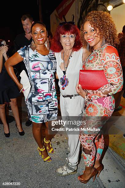 Patricia Field and Guests attend the Patricia Field Art Basel Debut with Art Fashion Pop Up and Runway Presentation at The White Dot Gallery in...