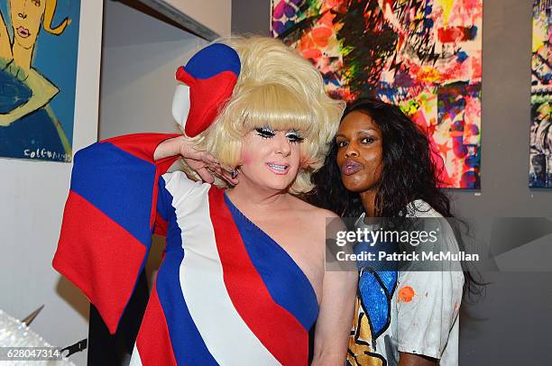 Lady Bunny and Guest attend Patricia Field Art Basel Debut with Art Fashion Pop Up and Runway Presentation at The White Dot Gallery in Wynwood on...