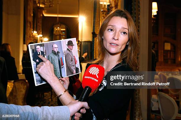 Audrey Marnay, answering to journalist, attends the "Chanel Collection des Metiers d'Art 2016/17 : Paris Cosmopolite" : Show at Hotel Ritz on...