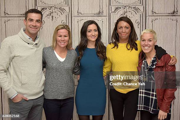 Tim O'Donnell, Mirinda Carfrae, Jen Ator, Turia Pitt and Heather Jackson attend The Build Series to discuss "Ironman World Championship" at AOL HQ on...