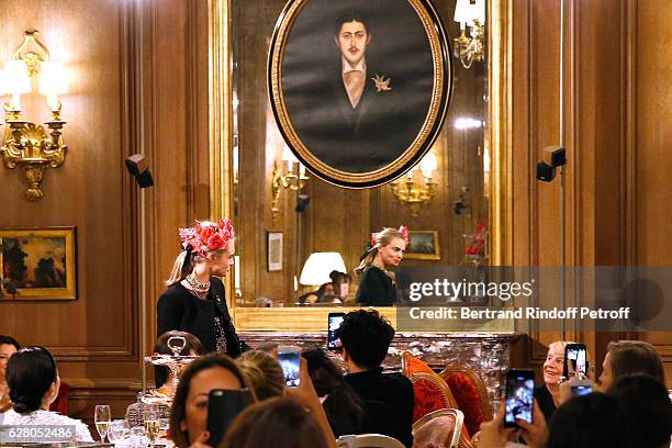 Model Cara Delevingne walks the Runway during the "Chanel Collection des Metiers d'Art 2016/17 : Paris Cosmopolite" : Show at Hotel Ritz on December...