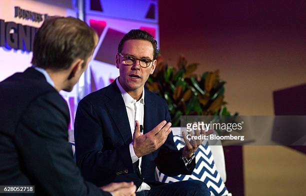 James Murdoch, chief executive officer of Twenty-First Century Fox Inc., speaks during the IGNITION: Future Of Digital Conference in New York, U.S.,...