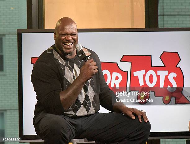 Shaquille O'Neal attends The Build Series to discuss Toys For Tots at AOL HQ on December 6, 2016 in New York City.