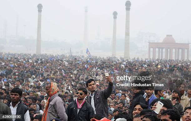 Massive crowd of BSP supporters gathered at Ambedkar park during a public rally of BSP Chief Mayawati on 61st death annivarsary of Baba Saheb Dr....