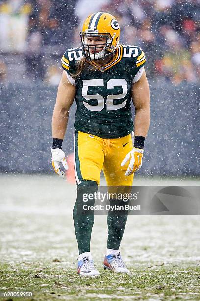 Clay Matthews of the Green Bay Packers lines up for a play in the fourth quarter against the Houston Texans at Lambeau Field on December 4, 2016 in...