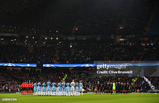 Fans, players and officials observe a minutes silence for the victims of the plane crash involving the Brazilian club Chapecoense prior during the...