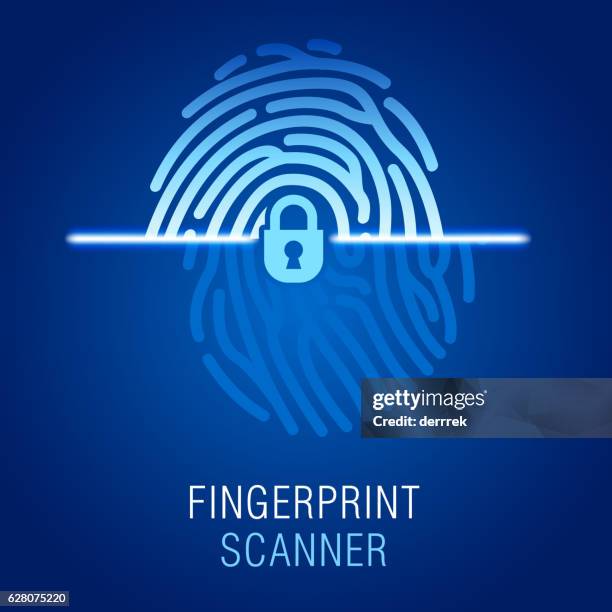 fingerprint scanner - thumb scanner stock illustrations