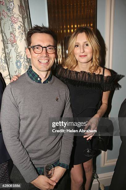 Erdem Moralioglu and Laura Carmichael attend the mytheresa.com X Christopher Kane Christmas cocktail at The Lanesborough Hotel on December 6, 2016 in...