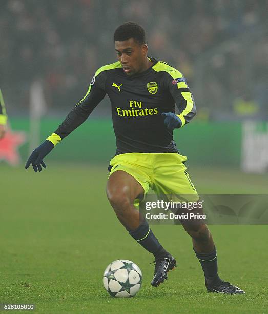 Alex Iwobi of Arsenal during the UEFA Champions League match between FC Basel and Arsenal at St. Jakob-Park on December 6, 2016 in Basel, Basel-Stadt.