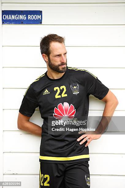 Captain Andrew Durante looks on during a Wellington Phoenix A-League training session at Newtown Park on December 7, 2016 in Wellington, New Zealand.