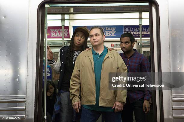 Ladies and Gentlemen" Episode 107 -- Pictured: Lena Waithe as Denise, James Ciccone as Ronald, Aziz Ansari as Dev --