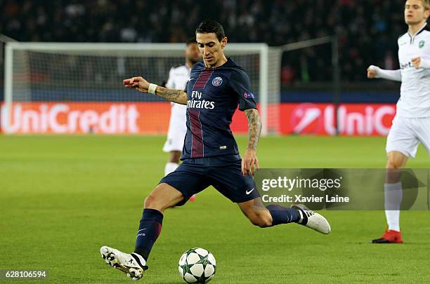 Angel Di Maria of Paris Saint-Germain in action during the UEFA Champions League Group A match between Paris Saint-Germain and PFC Ludogorets Razgrad...