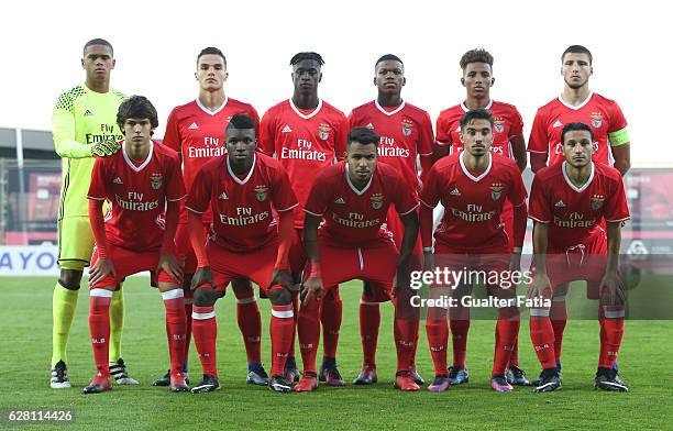 Benfica's players pose for a team photo before the start of the UEFA Youth Champions League match between SL Benfica and SSC Napoli at Caixa Futebol...