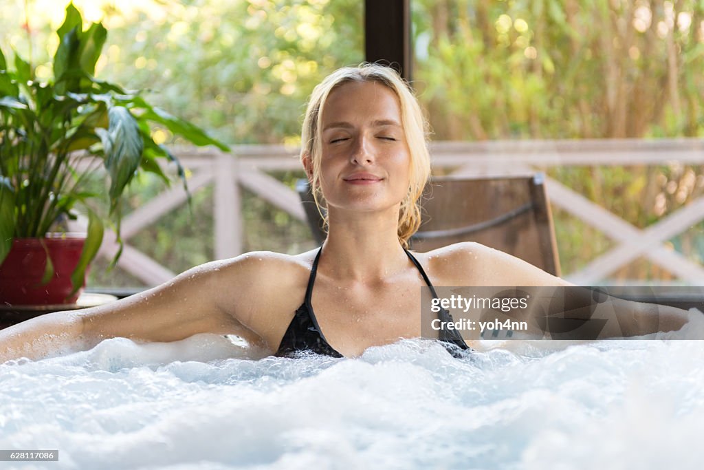 Meditation in hot tub