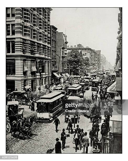 antique photograph of broadway, new york - livery stock illustrations