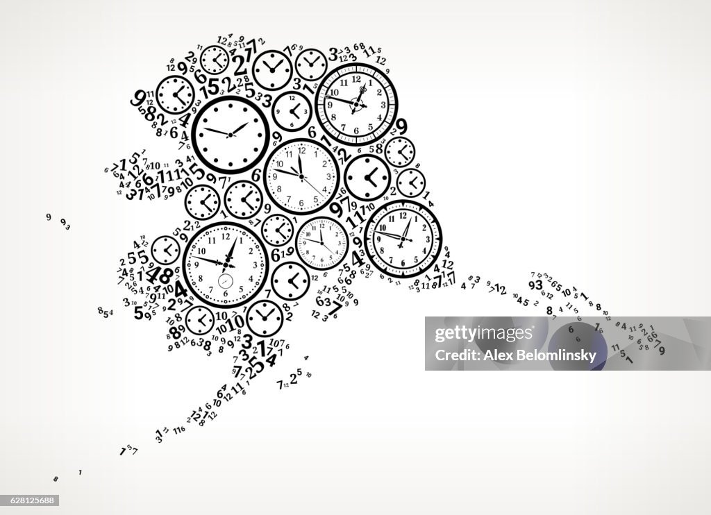 Alaska auf Zeit und Uhr Vektor-Icon-Muster