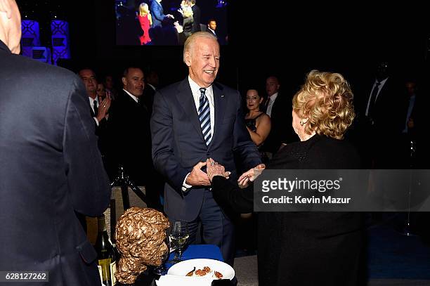 Vice President Joe Biden shares a moment with Ethel Kennedy before accepting an award at RFK Human Rights Ripple of Hope Awards Honoring VP Joe...