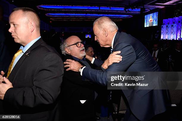 Vice President Joe Biden shares a moment with Danny DeVito at RFK Human Rights Ripple of Hope Awards Honoring VP Joe Biden, Howard Schultz & Scott...