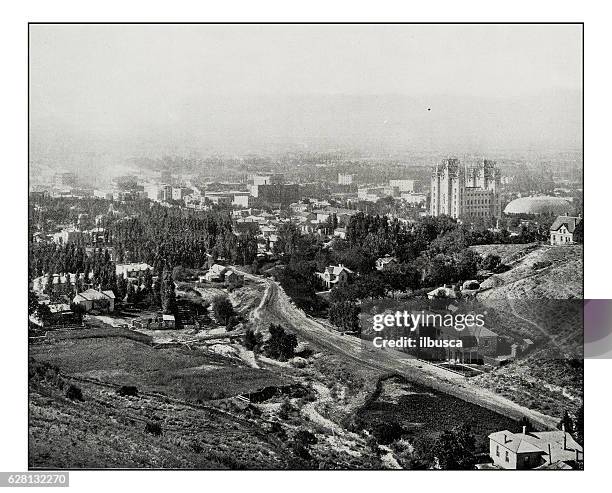 antique photograph of salt lake city - salt lake city stock illustrations