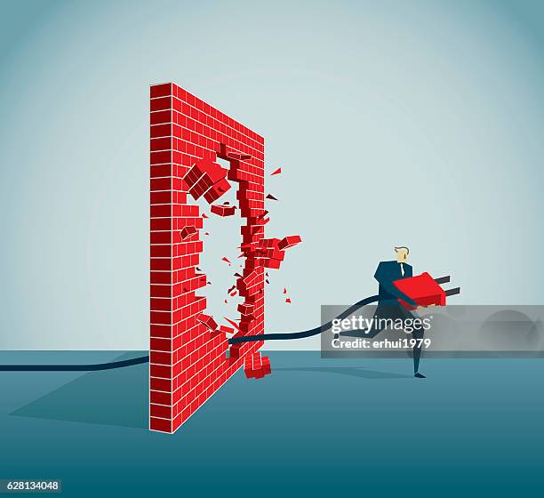 connection - brick wall hole stock illustrations