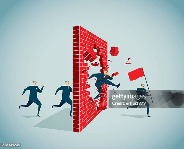victory - hitting wall stock illustrations