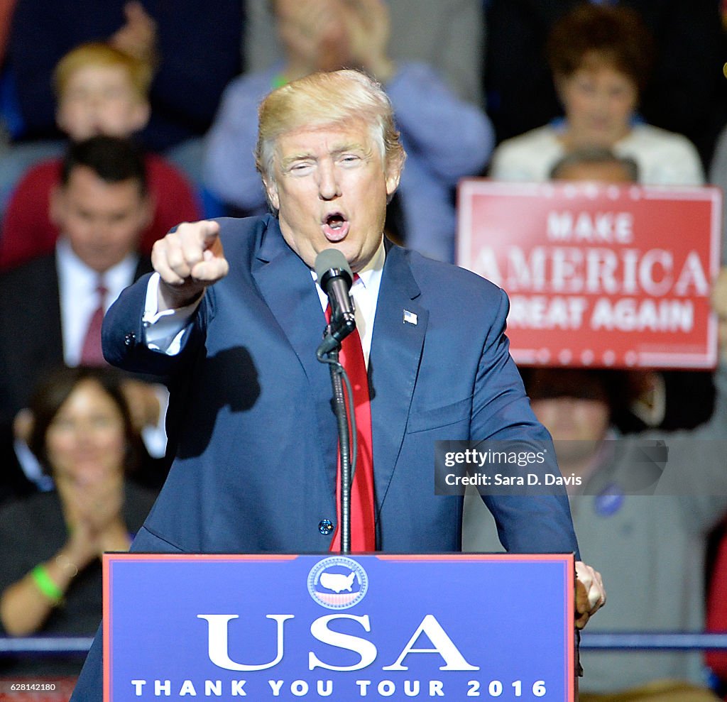 Donald Trump Holds Thank You Rally In Fayetteville, NC
