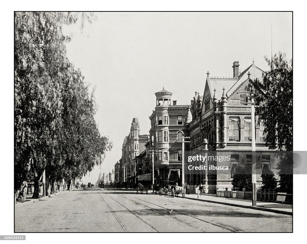 Antique photograph of Main Street, Los Angeles