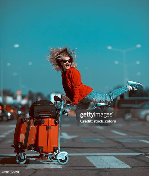 ready for a great vacation - carrying luggage stock pictures, royalty-free photos & images