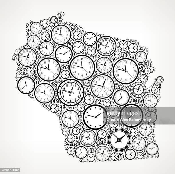 ilustrações de stock, clip art, desenhos animados e ícones de wisconsin on time and clock vector icon pattern - 10 seconds or greater