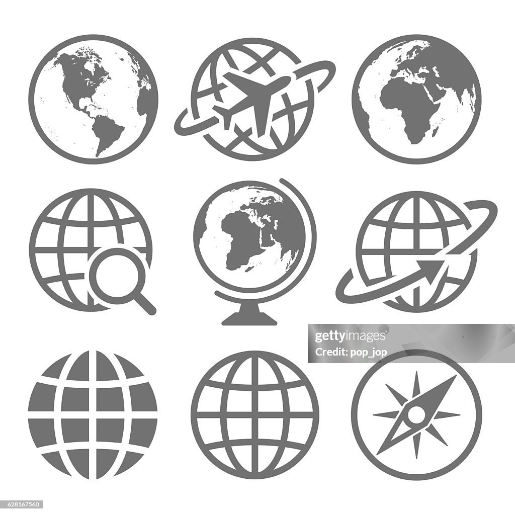 Erde Globus-Symbol Set