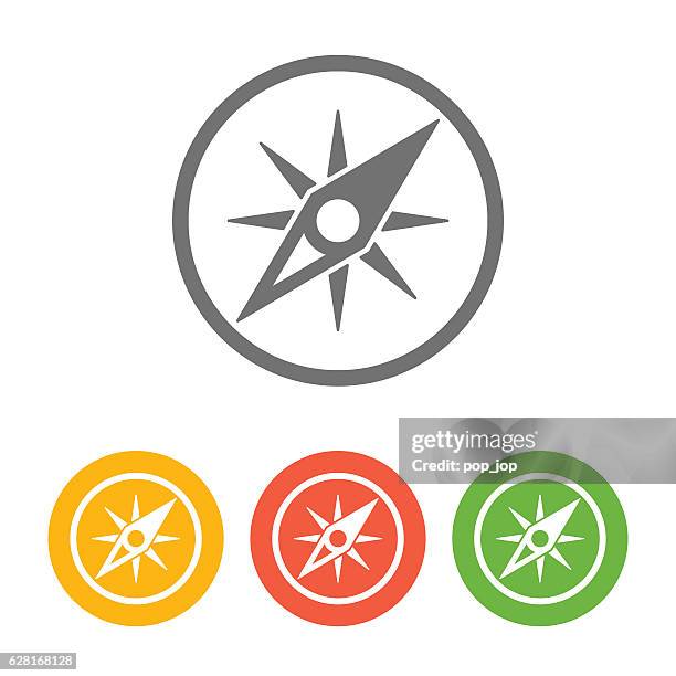 compass icon set - navigational compass stock illustrations