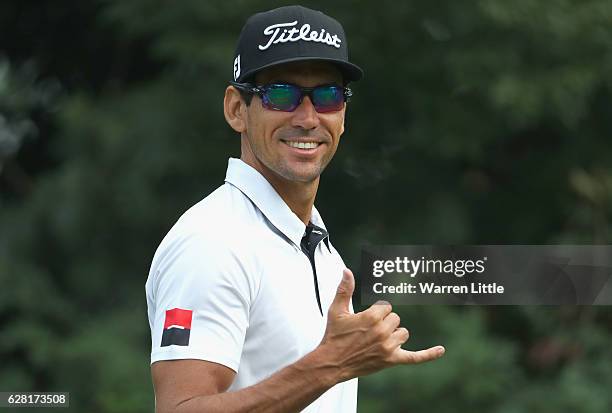 Rafa Cabrera Bello of Spain in action during the pro-am ahead of the UBS Hong Kong Open at The Hong Kong Golf Club on December 7, 2016 in Hong Kong,...