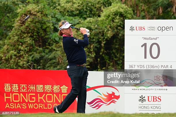 Miguel Angel Jimenez of Spain pictured during the Pro AM tournament ahead of the UBS Hong Kong Open 2016 at The Hong Kong Golf Club on December 7,...