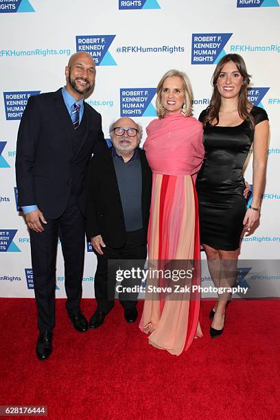 Keegan-Michael Key, Danny DeVito, Kerry Kennedy, and Mariah Kennedy Cuomo attend 2016 Robert F. Kennedy Human Rights' Ripple of Hope Awards at New...