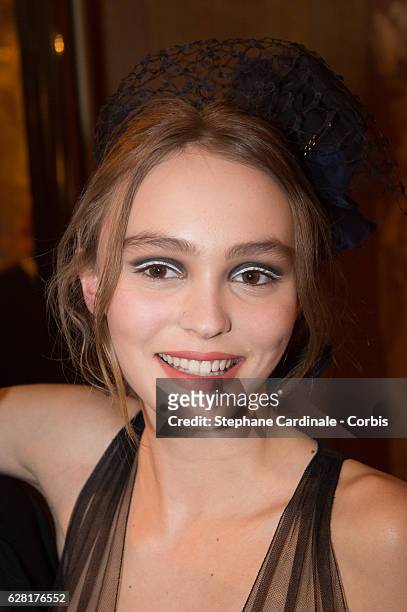 Lily-Rose Depp attends the "Chanel Collection des Metiers d'Art 2016/17 : Paris Cosmopolite" show at the Ritz Hotel on December 6, 2016 in Paris,...